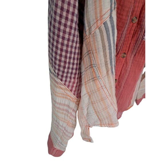 NWT We The Free Large Coral Hometown Double Cloth Buttondown Oversized Top - Picture 4 of 12
